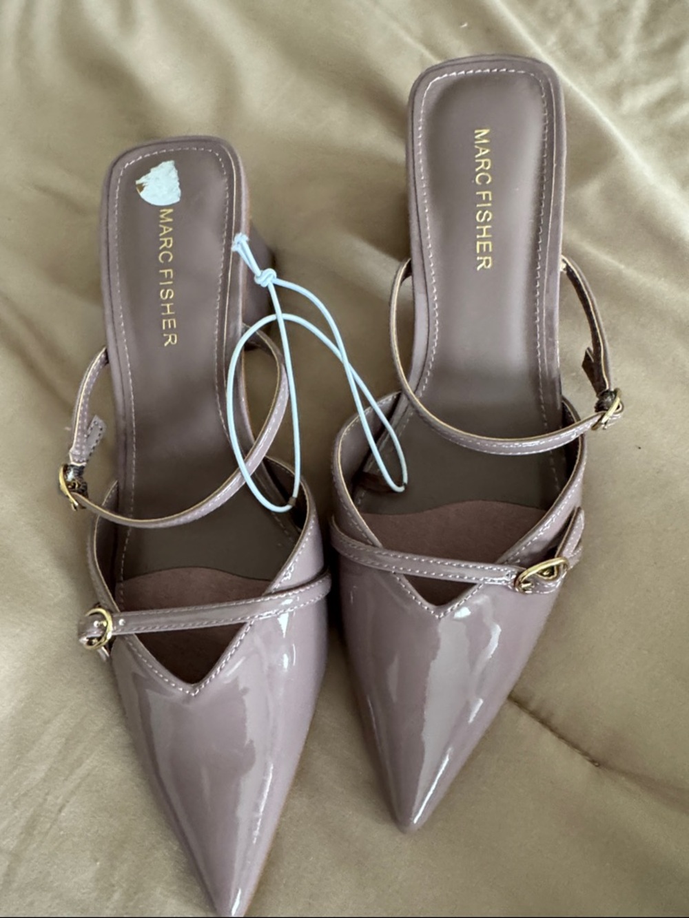 Marc Fisher Mauve Patent Pointed-Toe Mules